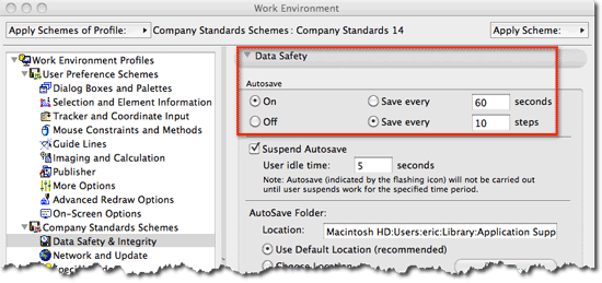 ArchiCAD Autosave settings dialog
