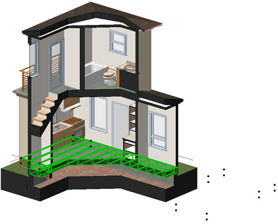 ArchiCAD 3D model viewed with polygonal marquee cutaway