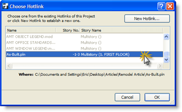ArchiCAD Choose Hotlink dialog box