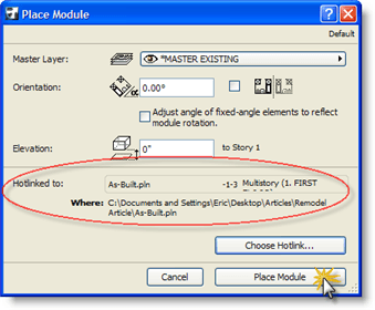 ArchiCAD Tutorial, Click on the Place Module button