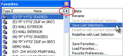 ArchiCAD - Save Last Selection's… from the Favorite Options
