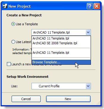 ArchiCAD, Browse Template File
