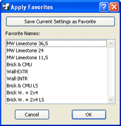 ArchiCAD Tutorial - Save Current Settings as Favorite button
