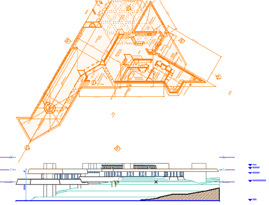 Working on an elevation or section while studying the floor plan